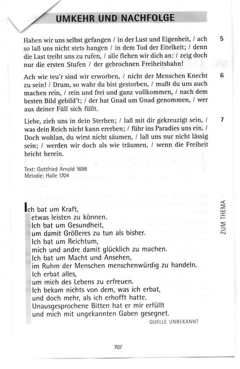 Antwort Finden in alten und neuen Liedern, in Worten zum Nachdenken und Beten: evangelisches Gesangbuch (Bayern, Mitteldeutschland, Thüringen) page 673