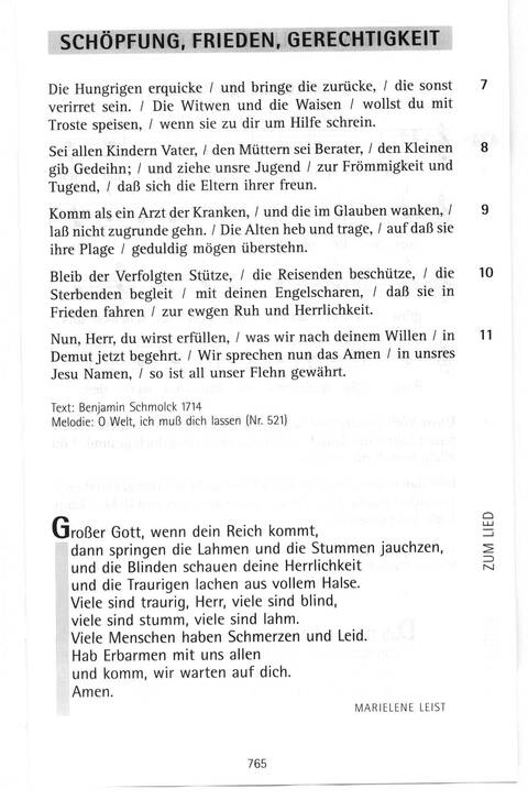 Antwort Finden in alten und neuen Liedern, in Worten zum Nachdenken und Beten: evangelisches Gesangbuch (Bayern, Mitteldeutschland, Thüringen) page 731