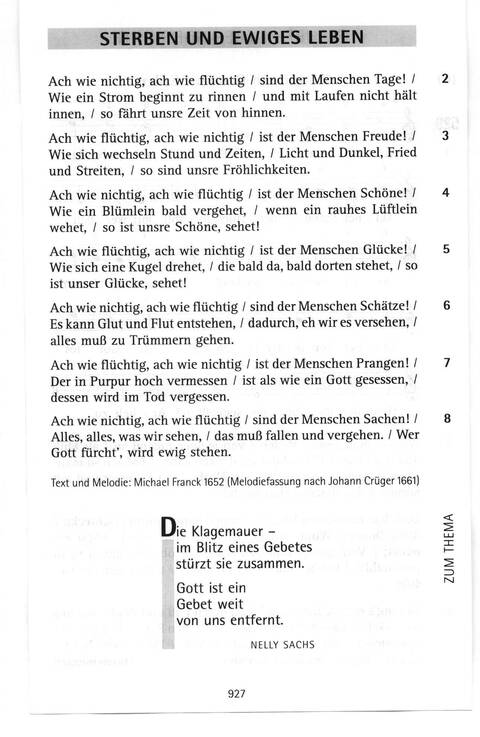 Antwort Finden in alten und neuen Liedern, in Worten zum Nachdenken und Beten: evangelisches Gesangbuch (Bayern, Mitteldeutschland, Thüringen) page 892