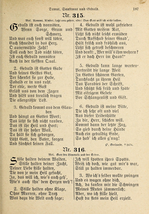 Evangelisches Gesangbuch: für die deutschen Congregational-Gemeinden von Nork-Amerika page 187