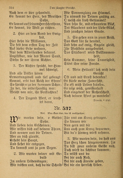 Evangelisches Gesangbuch: für die deutschen Congregational-Gemeinden von Nork-Amerika page 314