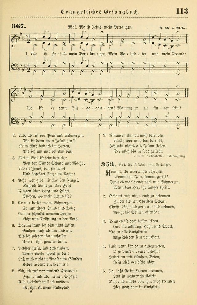 Evangelisches Gesangbuch mit vierstimmigen Melodien: für den öffentlichen und häuslichen Gottesdienst page 113