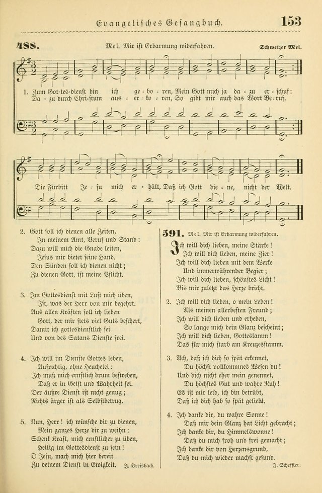 Evangelisches Gesangbuch mit vierstimmigen Melodien: für den öffentlichen und häuslichen Gottesdienst page 153