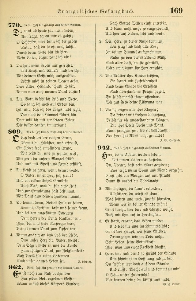 Evangelisches Gesangbuch mit vierstimmigen Melodien: für den öffentlichen und häuslichen Gottesdienst page 169