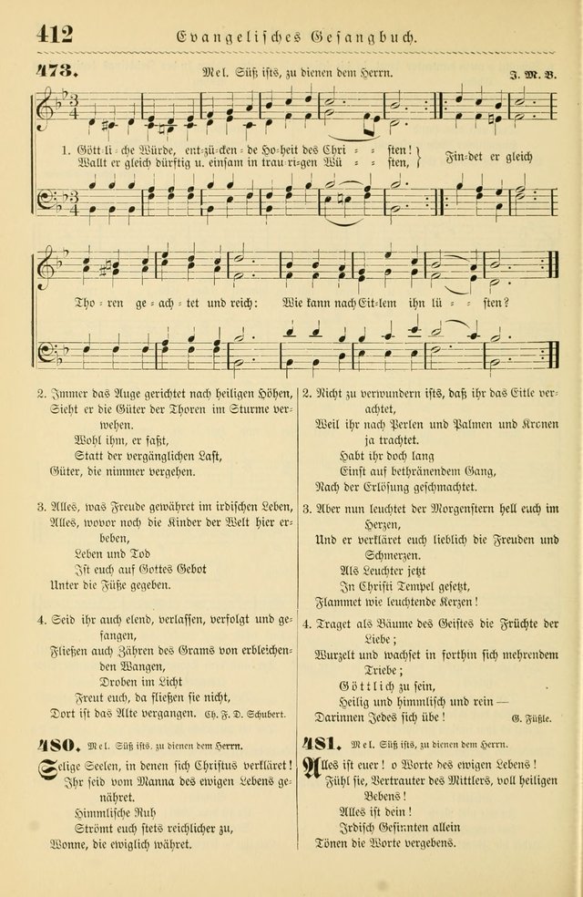 Evangelisches Gesangbuch mit vierstimmigen Melodien: für den öffentlichen und häuslichen Gottesdienst page 412