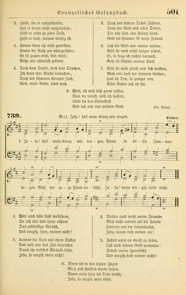 Evangelisches Gesangbuch mit vierstimmigen Melodien: für den öffentlichen und häuslichen Gottesdienst page 501