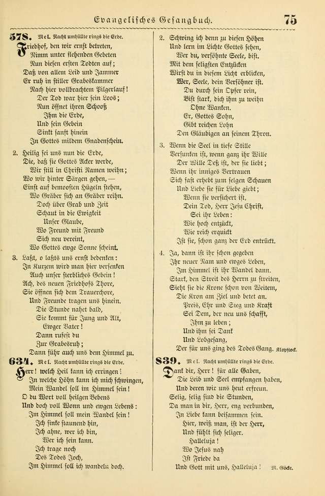 Evangelisches Gesangbuch mit vierstimmigen Melodien: für den öffentlichen und häuslichen Gottesdienst page 75