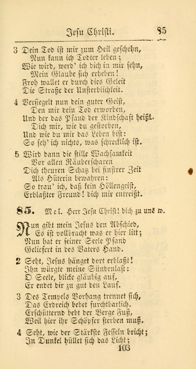 Evangelisches Gesangbuch: oder eine sammlung geistreicher lieder zum gebrauch der Evangelischen Gemeinschaft und aller heilsuchenden seelen page 103