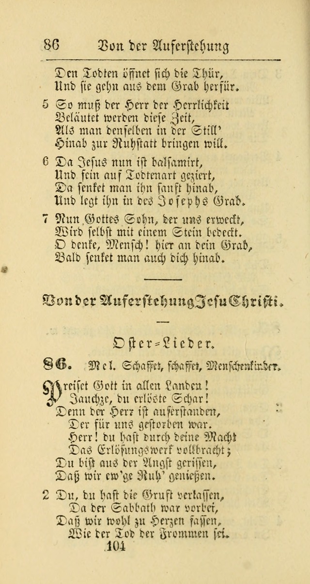 Evangelisches Gesangbuch: oder eine sammlung geistreicher lieder zum gebrauch der Evangelischen Gemeinschaft und aller heilsuchenden seelen page 104