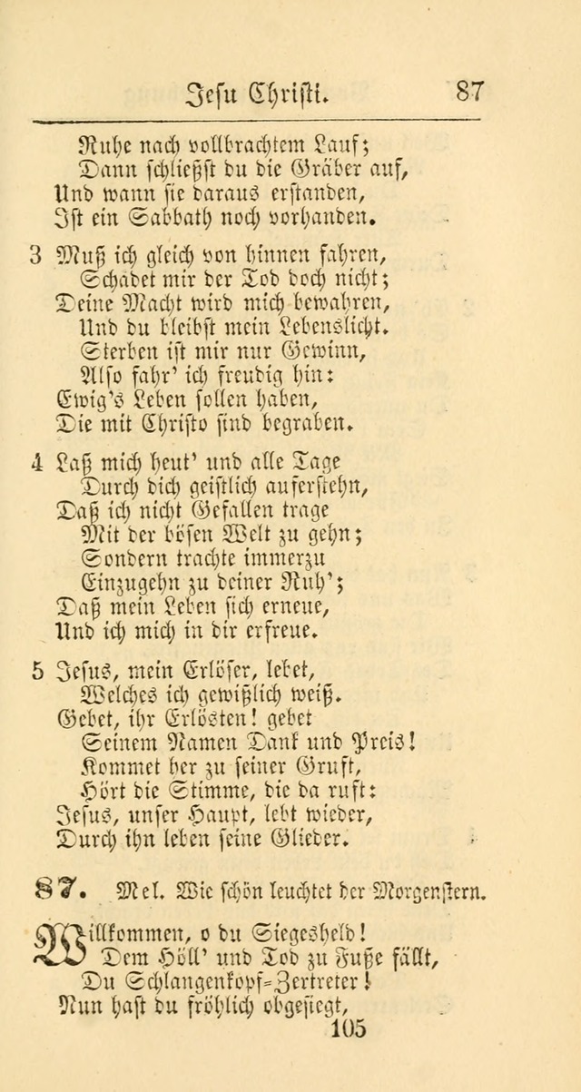 Evangelisches Gesangbuch: oder eine sammlung geistreicher lieder zum gebrauch der Evangelischen Gemeinschaft und aller heilsuchenden seelen page 105