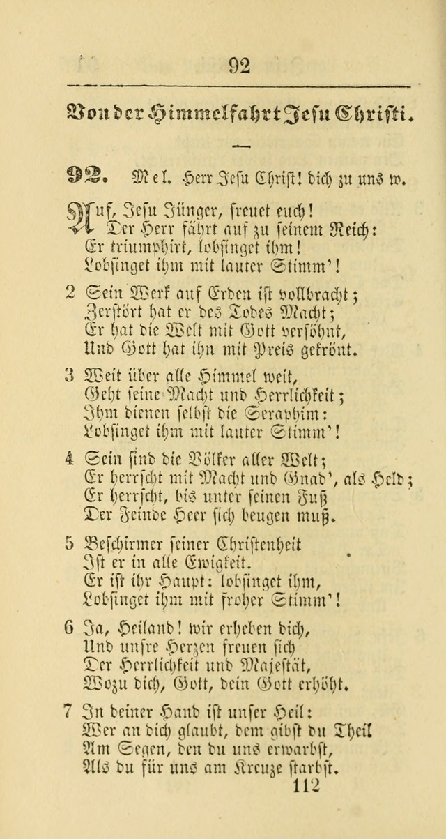 Evangelisches Gesangbuch: oder eine sammlung geistreicher lieder zum gebrauch der Evangelischen Gemeinschaft und aller heilsuchenden seelen page 112