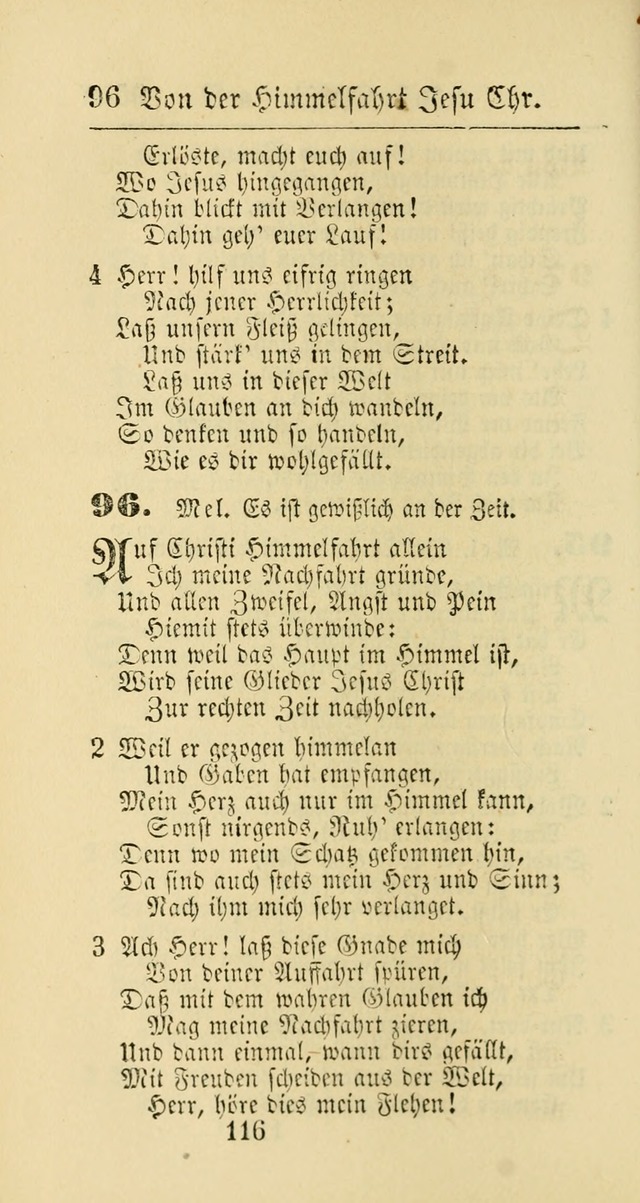 Evangelisches Gesangbuch: oder eine sammlung geistreicher lieder zum gebrauch der Evangelischen Gemeinschaft und aller heilsuchenden seelen page 116