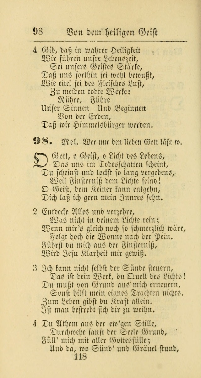 Evangelisches Gesangbuch: oder eine sammlung geistreicher lieder zum gebrauch der Evangelischen Gemeinschaft und aller heilsuchenden seelen page 118