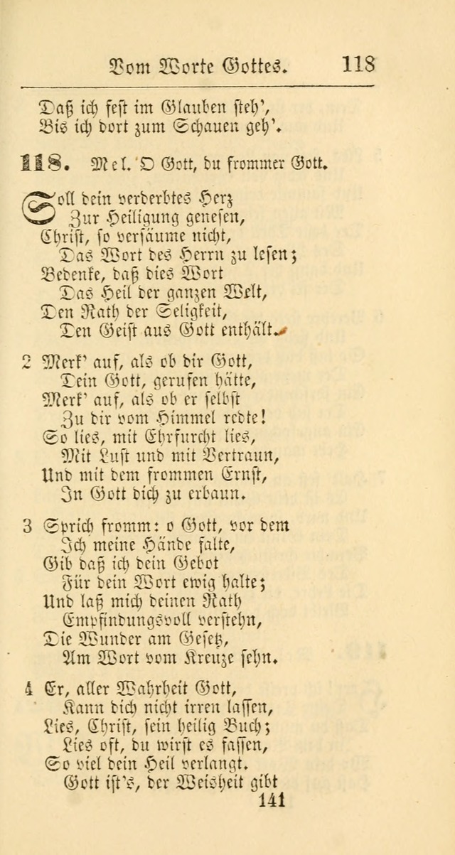 Evangelisches Gesangbuch: oder eine sammlung geistreicher lieder zum gebrauch der Evangelischen Gemeinschaft und aller heilsuchenden seelen page 141