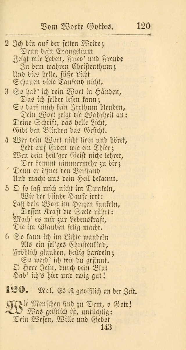 Evangelisches Gesangbuch: oder eine sammlung geistreicher lieder zum gebrauch der Evangelischen Gemeinschaft und aller heilsuchenden seelen page 143