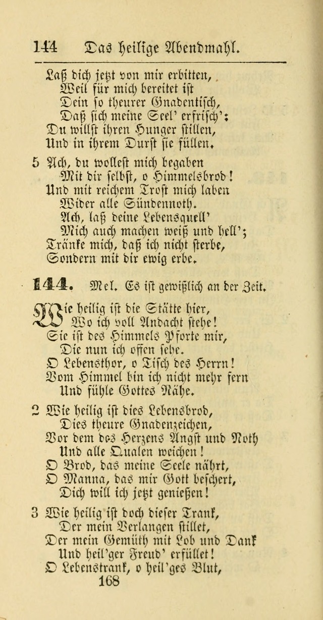 Evangelisches Gesangbuch: oder eine sammlung geistreicher lieder zum gebrauch der Evangelischen Gemeinschaft und aller heilsuchenden seelen page 168