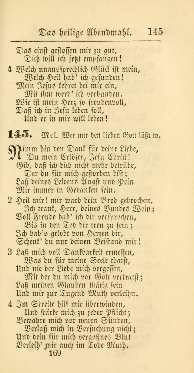 Evangelisches Gesangbuch: oder eine sammlung geistreicher lieder zum gebrauch der Evangelischen Gemeinschaft und aller heilsuchenden seelen page 169