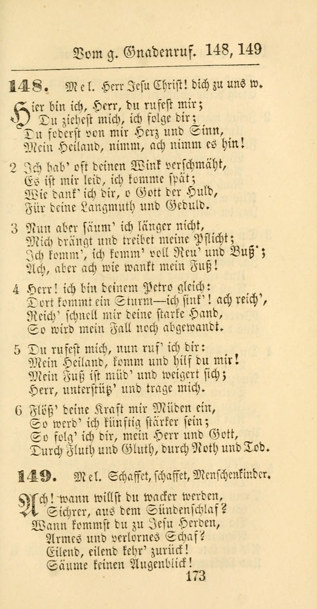 Evangelisches Gesangbuch: oder eine sammlung geistreicher lieder zum gebrauch der Evangelischen Gemeinschaft und aller heilsuchenden seelen page 173