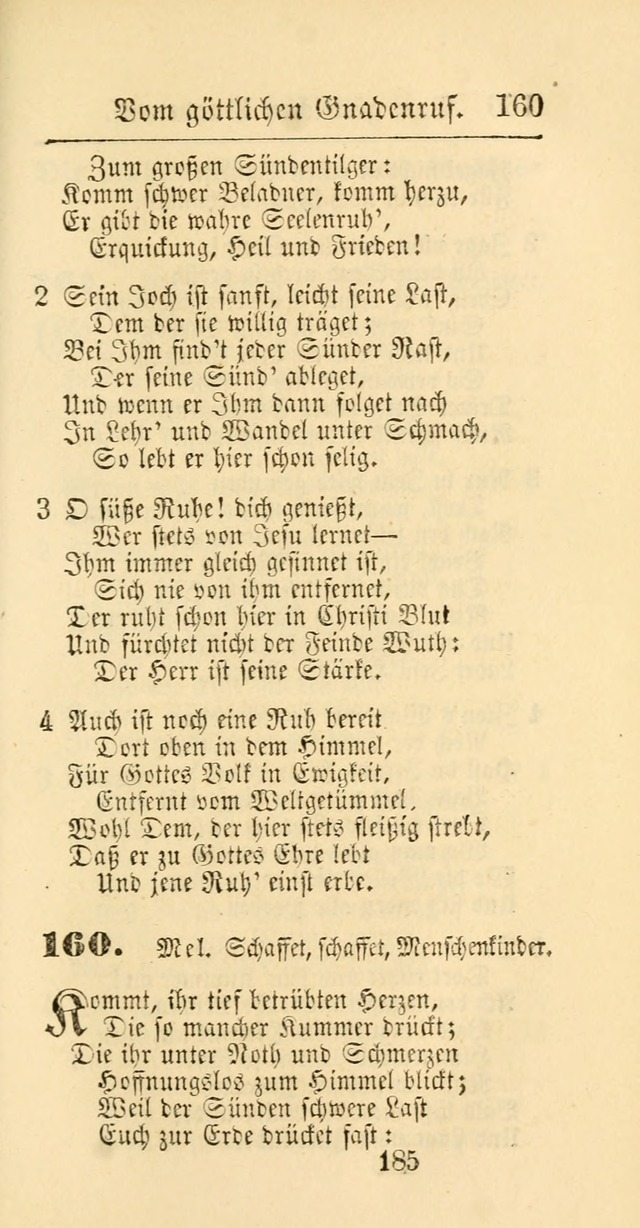 Evangelisches Gesangbuch: oder eine sammlung geistreicher lieder zum gebrauch der Evangelischen Gemeinschaft und aller heilsuchenden seelen page 185