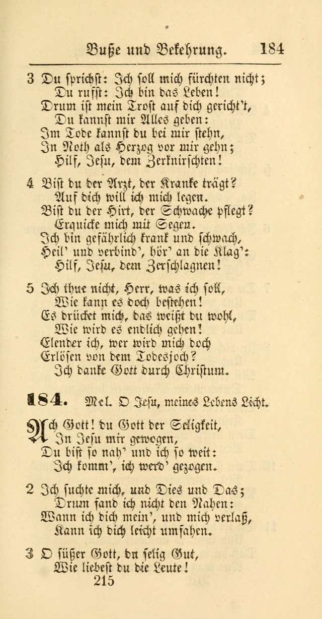 Evangelisches Gesangbuch: oder eine sammlung geistreicher lieder zum gebrauch der Evangelischen Gemeinschaft und aller heilsuchenden seelen page 215