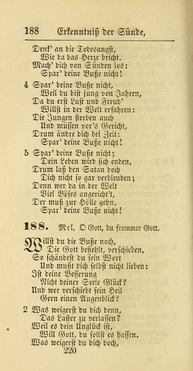 Evangelisches Gesangbuch: oder eine sammlung geistreicher lieder zum gebrauch der Evangelischen Gemeinschaft und aller heilsuchenden seelen page 220