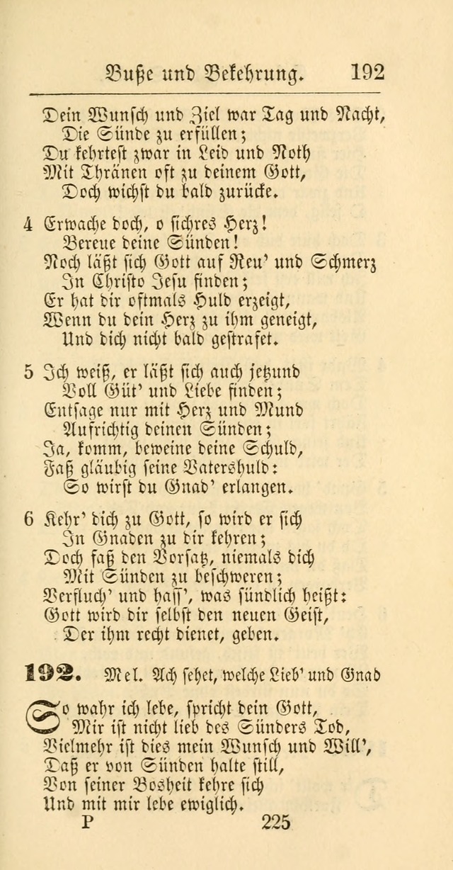 Evangelisches Gesangbuch: oder eine sammlung geistreicher lieder zum gebrauch der Evangelischen Gemeinschaft und aller heilsuchenden seelen page 225