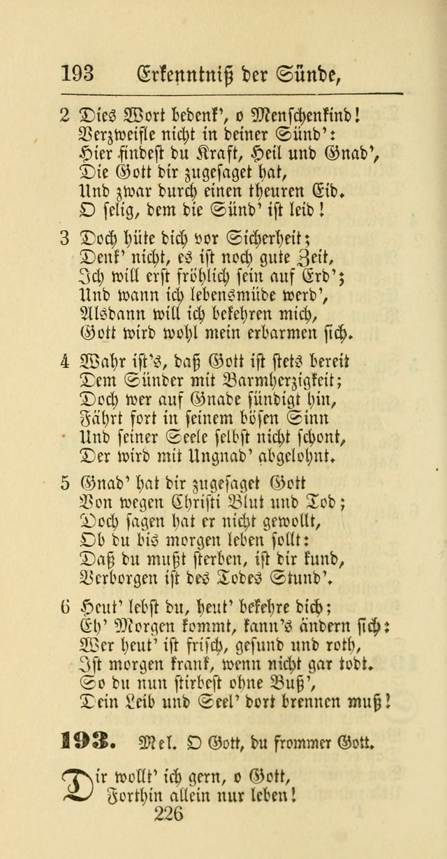 Evangelisches Gesangbuch: oder eine sammlung geistreicher lieder zum gebrauch der Evangelischen Gemeinschaft und aller heilsuchenden seelen page 226