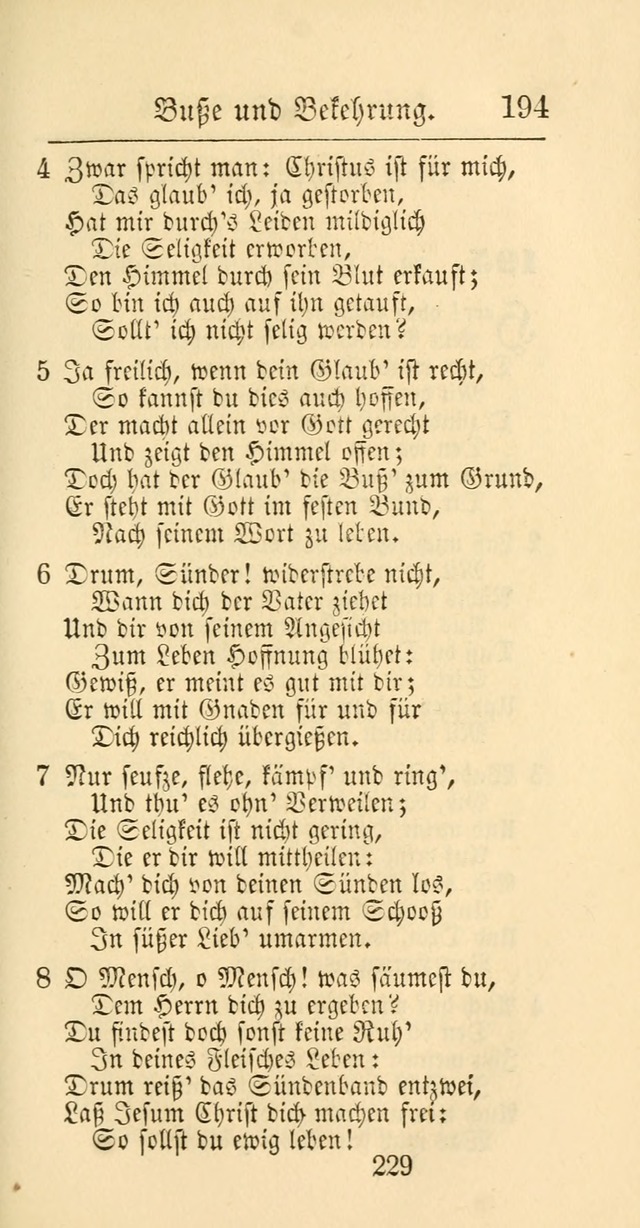 Evangelisches Gesangbuch: oder eine sammlung geistreicher lieder zum gebrauch der Evangelischen Gemeinschaft und aller heilsuchenden seelen page 229