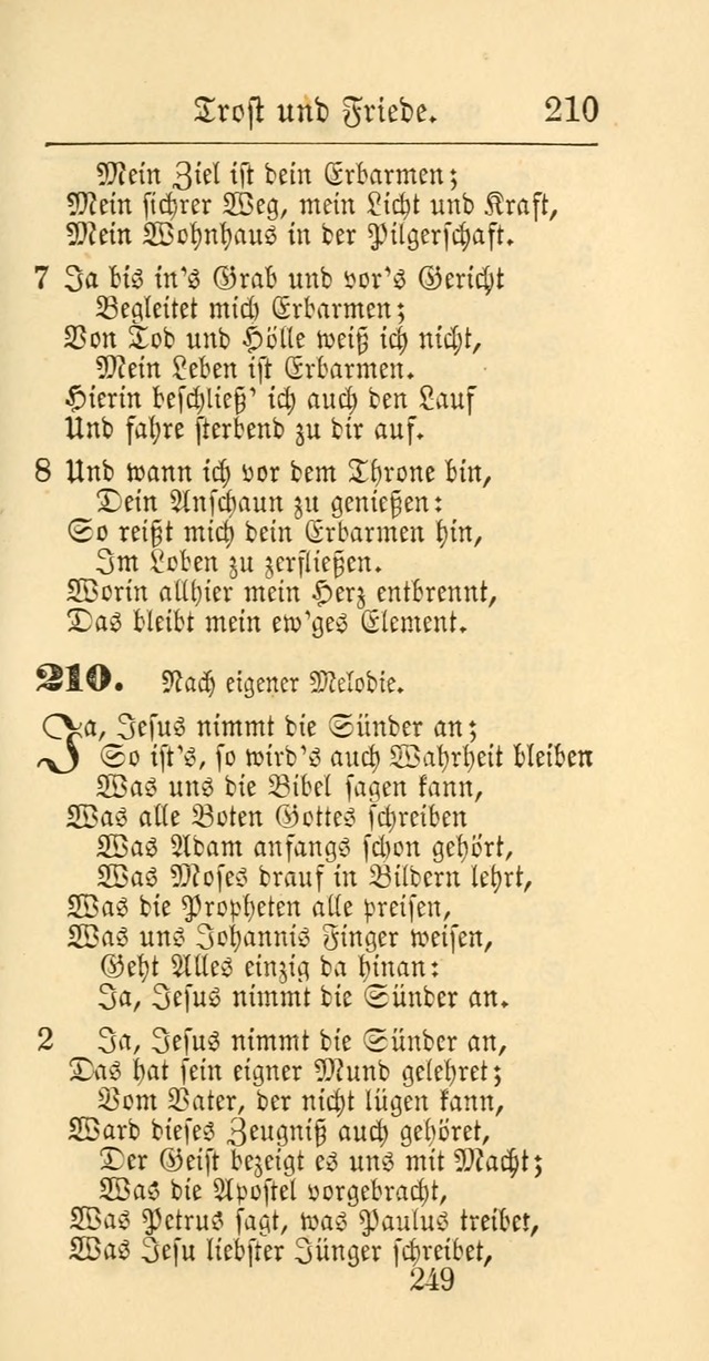 Evangelisches Gesangbuch: oder eine sammlung geistreicher lieder zum gebrauch der Evangelischen Gemeinschaft und aller heilsuchenden seelen page 249