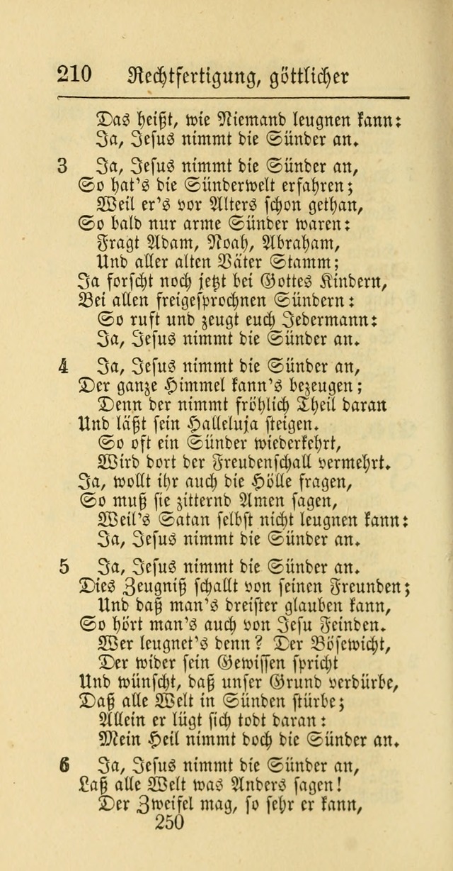 Evangelisches Gesangbuch: oder eine sammlung geistreicher lieder zum gebrauch der Evangelischen Gemeinschaft und aller heilsuchenden seelen page 250