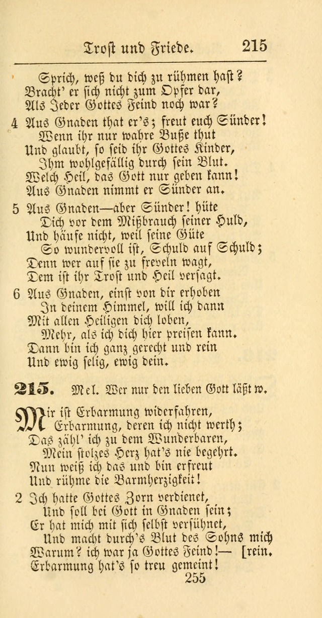 Evangelisches Gesangbuch: oder eine sammlung geistreicher lieder zum gebrauch der Evangelischen Gemeinschaft und aller heilsuchenden seelen page 255