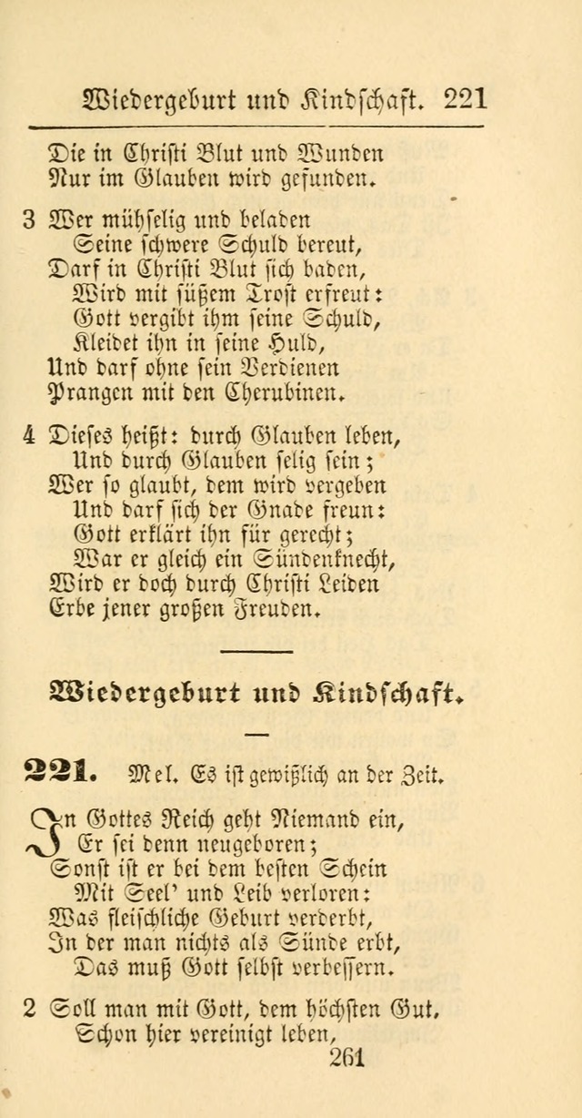 Evangelisches Gesangbuch: oder eine sammlung geistreicher lieder zum gebrauch der Evangelischen Gemeinschaft und aller heilsuchenden seelen page 261