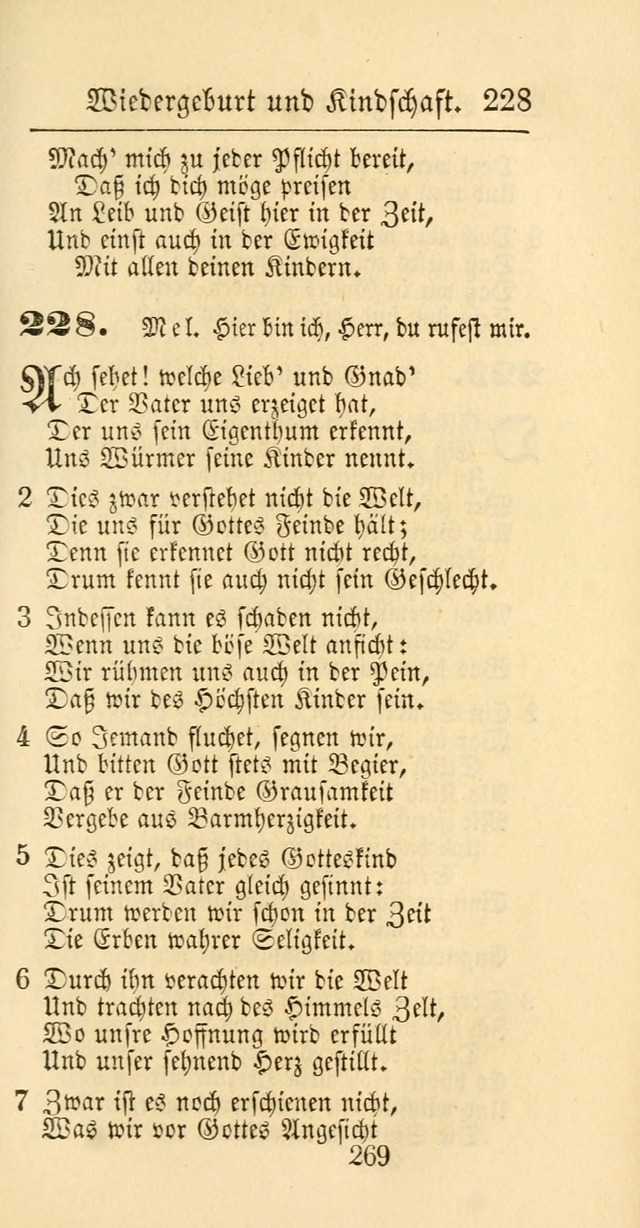 Evangelisches Gesangbuch: oder eine sammlung geistreicher lieder zum gebrauch der Evangelischen Gemeinschaft und aller heilsuchenden seelen page 269