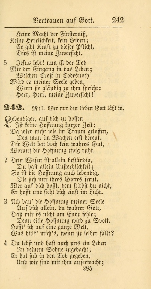 Evangelisches Gesangbuch: oder eine sammlung geistreicher lieder zum gebrauch der Evangelischen Gemeinschaft und aller heilsuchenden seelen page 285