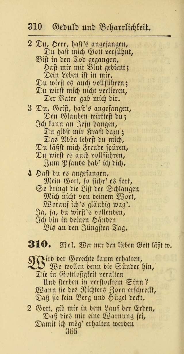 Evangelisches Gesangbuch: oder eine sammlung geistreicher lieder zum gebrauch der Evangelischen Gemeinschaft und aller heilsuchenden seelen page 366