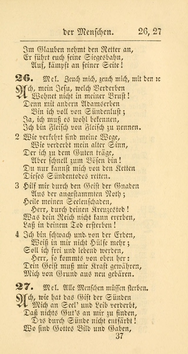 Evangelisches Gesangbuch: oder eine sammlung geistreicher lieder zum gebrauch der Evangelischen Gemeinschaft und aller heilsuchenden seelen page 37