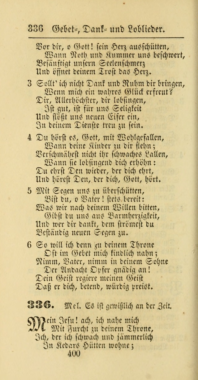 Evangelisches Gesangbuch: oder eine sammlung geistreicher lieder zum gebrauch der Evangelischen Gemeinschaft und aller heilsuchenden seelen page 400