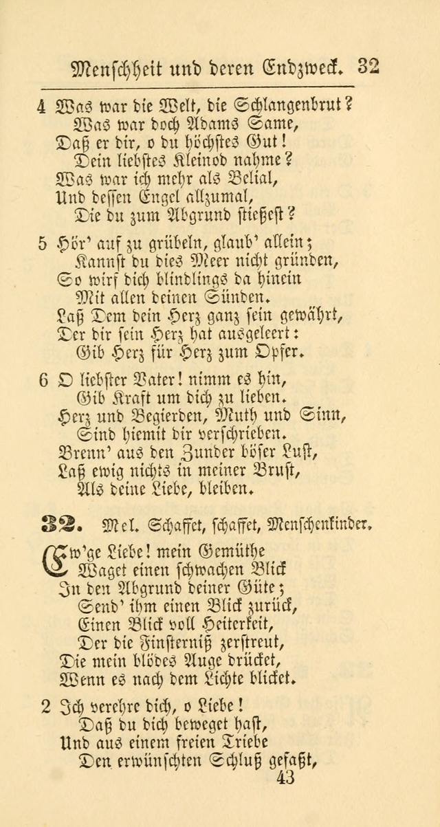 Evangelisches Gesangbuch: oder eine sammlung geistreicher lieder zum gebrauch der Evangelischen Gemeinschaft und aller heilsuchenden seelen page 43