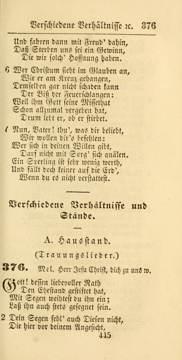 Evangelisches Gesangbuch: oder eine sammlung geistreicher lieder zum gebrauch der Evangelischen Gemeinschaft und aller heilsuchenden seelen page 445