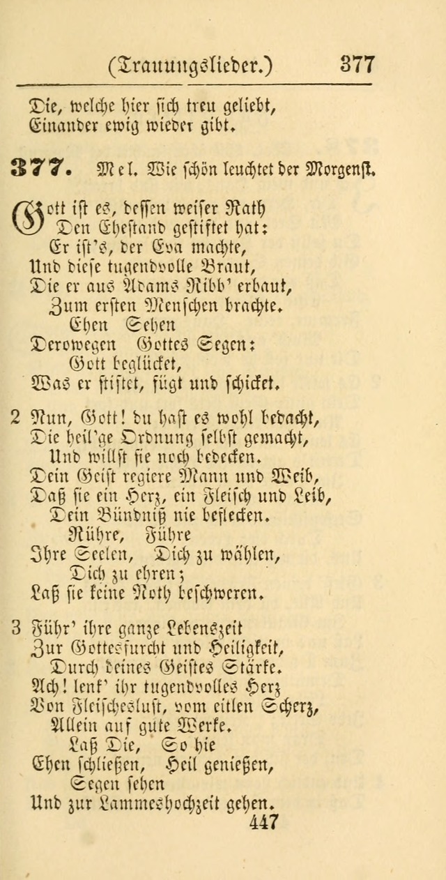 Evangelisches Gesangbuch: oder eine sammlung geistreicher lieder zum gebrauch der Evangelischen Gemeinschaft und aller heilsuchenden seelen page 447