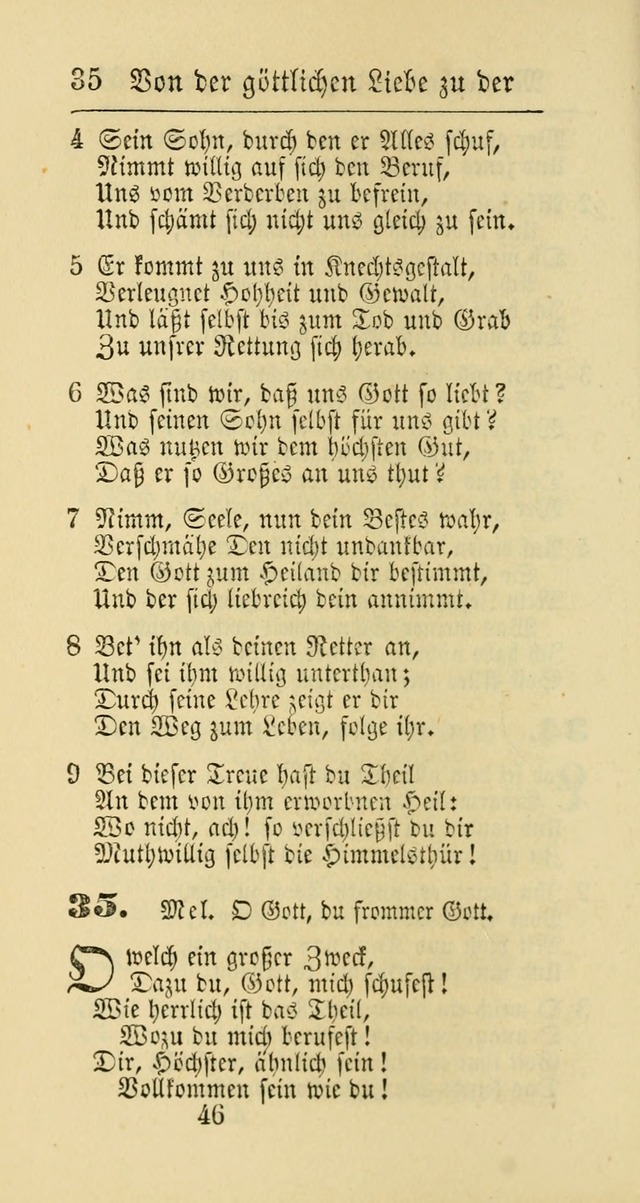 Evangelisches Gesangbuch: oder eine sammlung geistreicher lieder zum gebrauch der Evangelischen Gemeinschaft und aller heilsuchenden seelen page 46