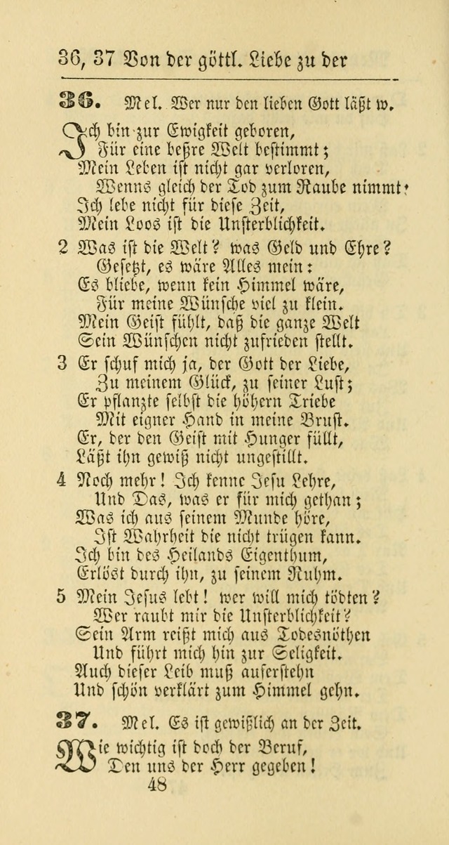 Evangelisches Gesangbuch: oder eine sammlung geistreicher lieder zum gebrauch der Evangelischen Gemeinschaft und aller heilsuchenden seelen page 48