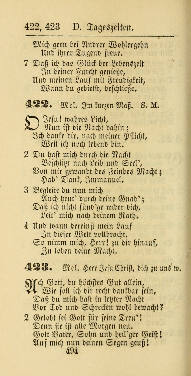 Evangelisches Gesangbuch: oder eine sammlung geistreicher lieder zum gebrauch der Evangelischen Gemeinschaft und aller heilsuchenden seelen page 494