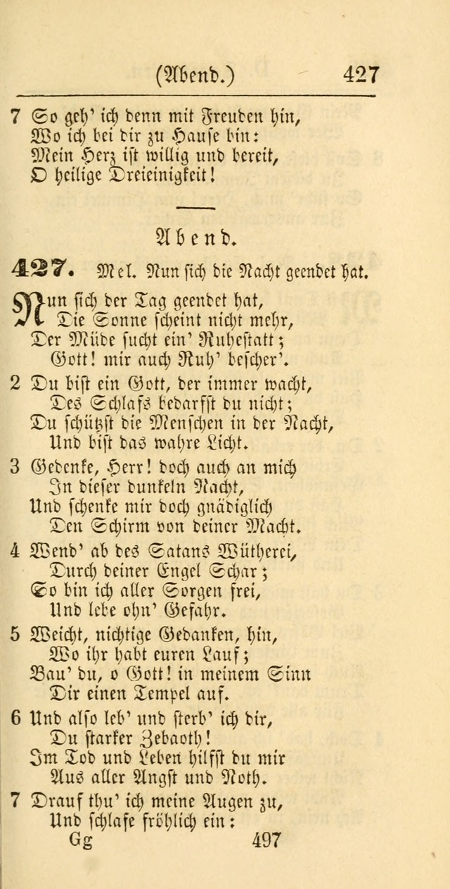 Evangelisches Gesangbuch: oder eine sammlung geistreicher lieder zum gebrauch der Evangelischen Gemeinschaft und aller heilsuchenden seelen page 497