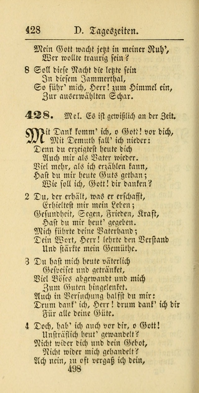 Evangelisches Gesangbuch: oder eine sammlung geistreicher lieder zum gebrauch der Evangelischen Gemeinschaft und aller heilsuchenden seelen page 498