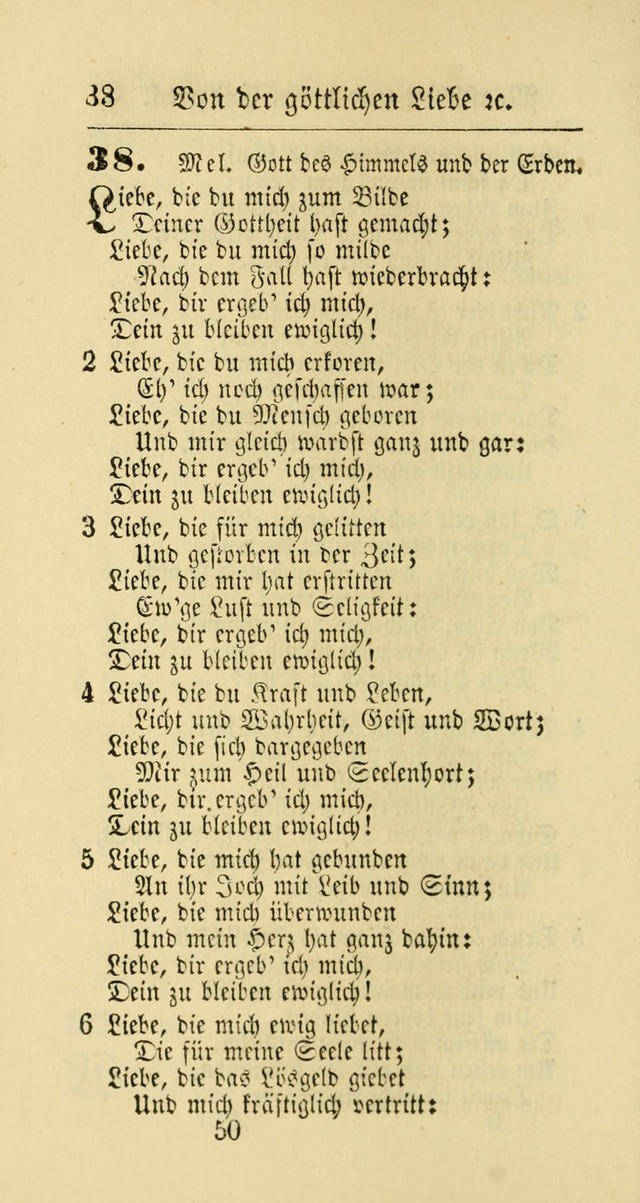 Evangelisches Gesangbuch: oder eine sammlung geistreicher lieder zum gebrauch der Evangelischen Gemeinschaft und aller heilsuchenden seelen page 50