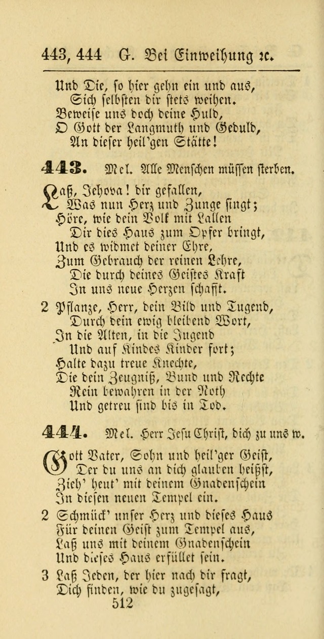 Evangelisches Gesangbuch: oder eine sammlung geistreicher lieder zum gebrauch der Evangelischen Gemeinschaft und aller heilsuchenden seelen page 512