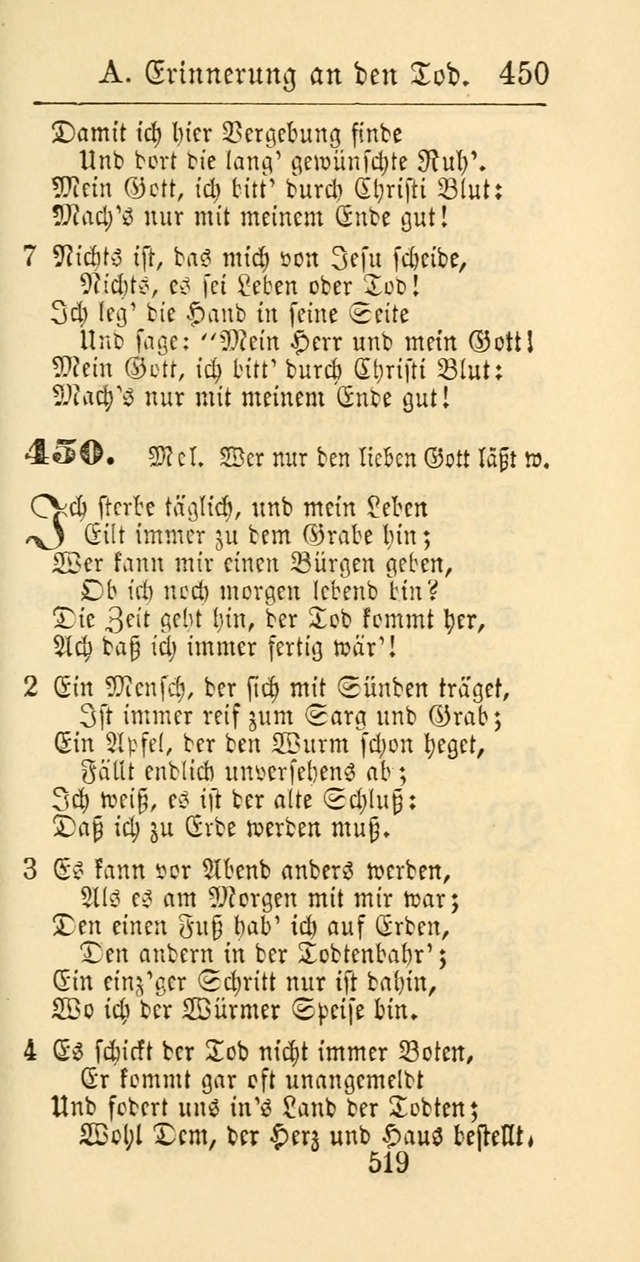 Evangelisches Gesangbuch: oder eine sammlung geistreicher lieder zum gebrauch der Evangelischen Gemeinschaft und aller heilsuchenden seelen page 519