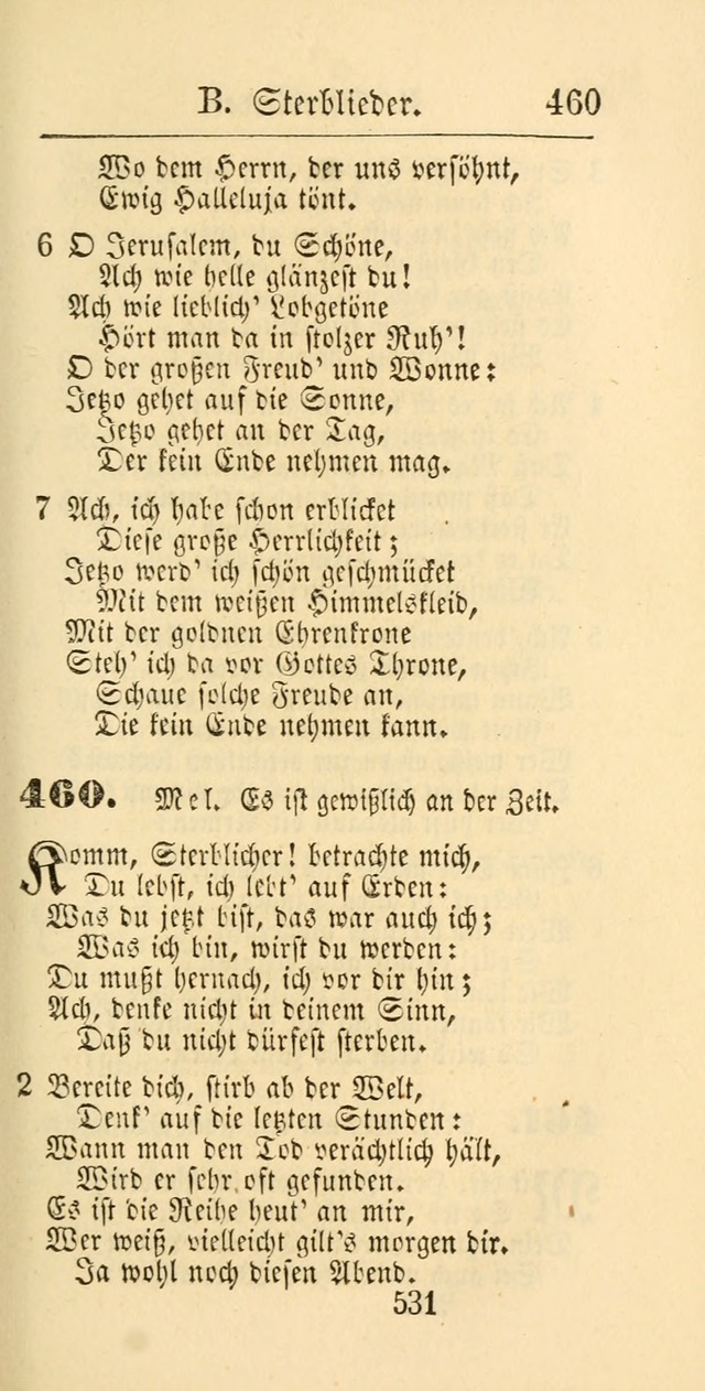 Evangelisches Gesangbuch: oder eine sammlung geistreicher lieder zum gebrauch der Evangelischen Gemeinschaft und aller heilsuchenden seelen page 531