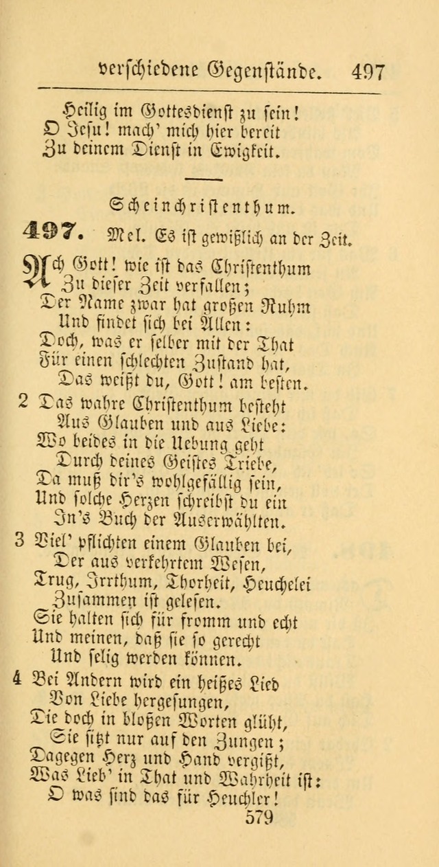 Evangelisches Gesangbuch: oder eine sammlung geistreicher lieder zum gebrauch der Evangelischen Gemeinschaft und aller heilsuchenden seelen page 579